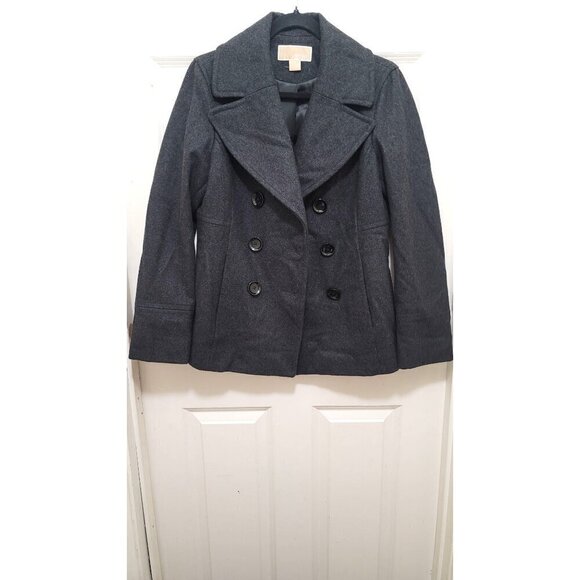 Michael Kord Gray Wool Blend Double-Breasted Peacoat  Size S - Picture 5 of 15